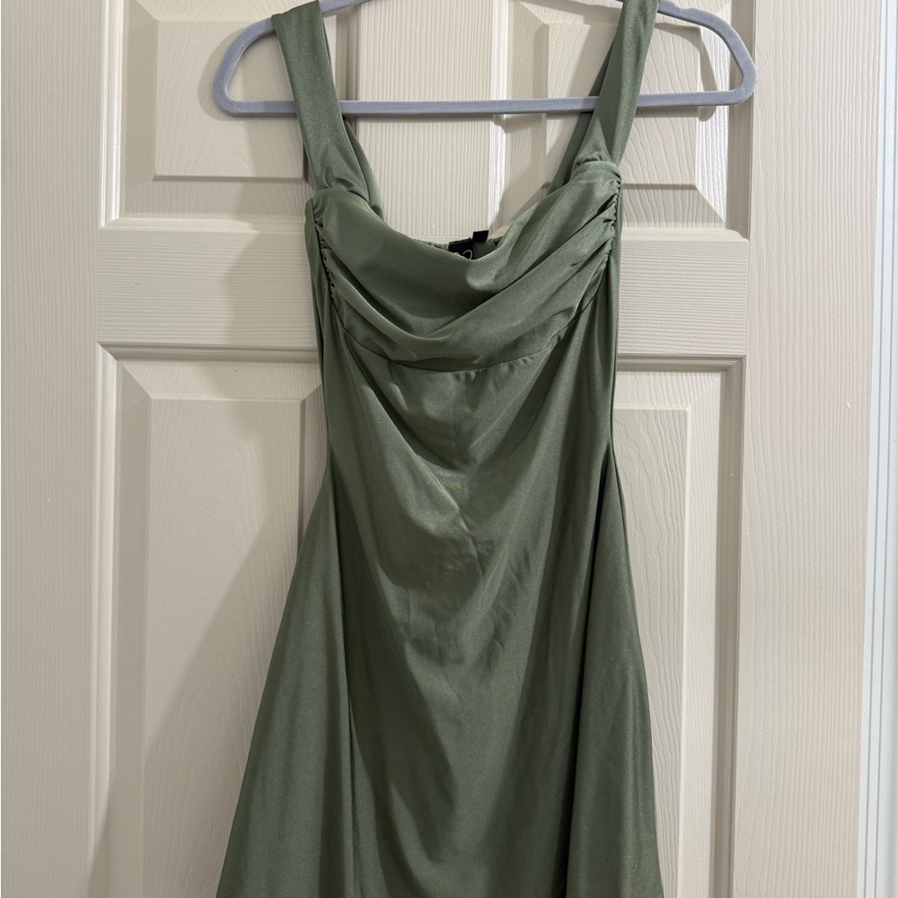 Windsor Olive Green Cowl Neck Midi Dress